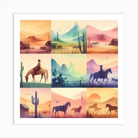 Cowboys In The Desert 3 Art Print