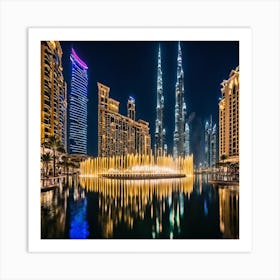 Dubai At Night 1 Art Print