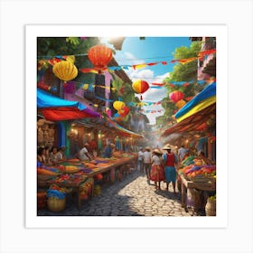 Colombian Festivities Ultra Hd Realistic Vivid Colors Highly Detailed Uhd Drawing Pen And Ink (39) Art Print