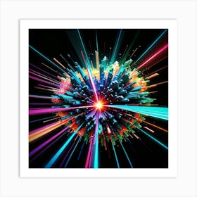 Laser Explosion Glitch Art 12 Art Print