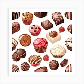 Sweets And Chocolates Seamless Pattern 1 Art Print