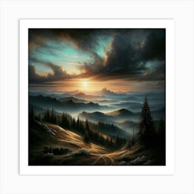 Sunset In The Mountains 156 Art Print