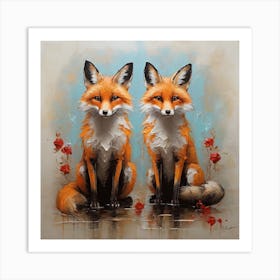 Couple of foxes Art Print