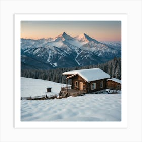 Cabin In The Mountains Art Print