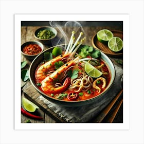 A Beautifully Presented Bowl Of Tom Yum Laksa Fusi Art Print