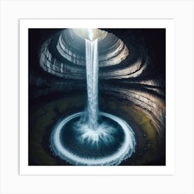 Waterfall In A Cave Art Print