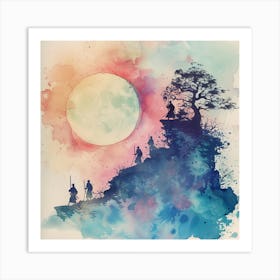 Watercolor Of Samurai Art Print