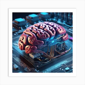 Brain On A Circuit Board 86 Art Print