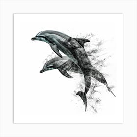 Canvas dolphins Art Print