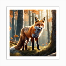 Fox In The Forest 95 Art Print