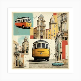 Lisbon Trams paintings Art Print