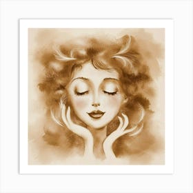 Girl With Feathers Art Print