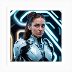 Futuristic Woman In Futuristic Suit 6 Art Print