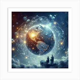 Two People Looking At The Earth Art Print