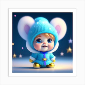 Little Mouse In Blue Coat Art Print