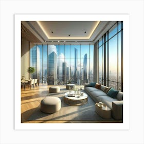 Living Room With City View 1 Art Print