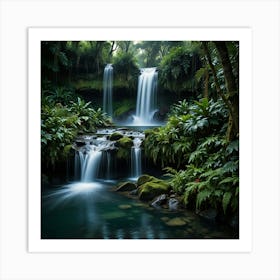 Waterfall In The Jungle 72 Art Print