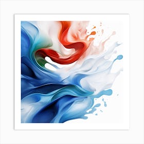 Abstract With Blue, Red And White Colors Art Print