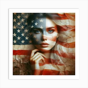 A american flag, a woman 3 Art Print