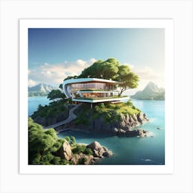 Futuristic House On The Island 1 Art Print