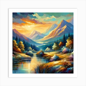 Sunset In The Mountains 34 Art Print