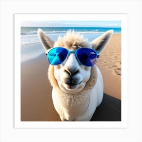 Llama Wearing Sunglasses On The Beach Poster