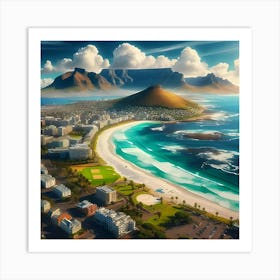 Beautiful Landscape Of Table Mountain And Beachfront Art Print