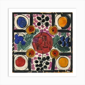 Table With Wine Matisse Style 2 Art Print