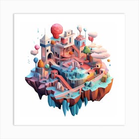 Low Poly City Art Print