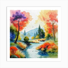 Autumn Landscape Painting Art Print