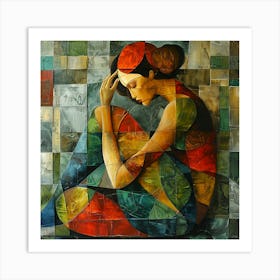 Woman In A Red Dress - colorful cubism, cubism, cubist art,    abstract art, abstract painting  city wall art, colorful wall art, home decor, minimal art, modern wall art, wall art, wall decoration, wall print colourful wall art, decor wall art, digital art, digital art download, interior wall art, downloadable art, eclectic wall, fantasy wall art, home decoration, home decor wall, printable art, printable wall art, wall art prints, artistic expression, contemporary, modern art print, Art Print