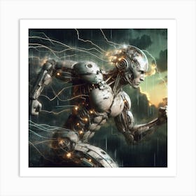 Futuristic Man Running fast Art Print