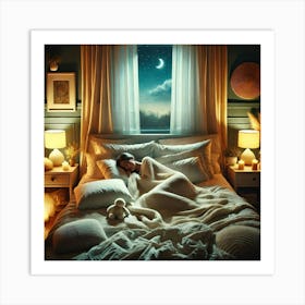 Girl Sleeping In Bed Art Print