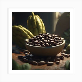 Cacao Beans In A Bowl Art Print