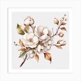 Cotton Flower branch 3 Art Print