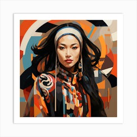 Abstract Bauhaus Mongolian Woman 03 Art Print