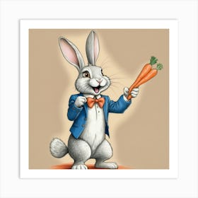 Rabbit Holding Carrot 2 Art Print