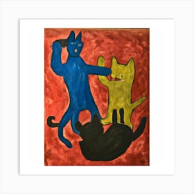 Cat Fight 7 Art Print