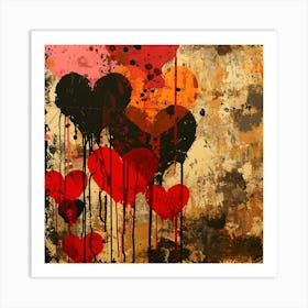 Abstract Heart Painting Valentine'S Day Art Print