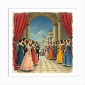 Watercolor Of A French Opera Performance With Dramatic Costumes And Scenery 1 Art Print