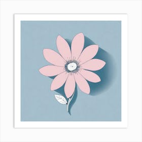 A White And Pink Flower In Minimalist Style Square Composition 401 Art Print