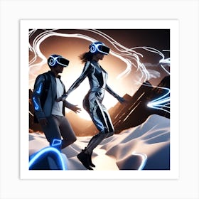 Two People In Virtual Reality 1 Art Print