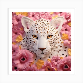 Leopard In Flowers 2 Art Print