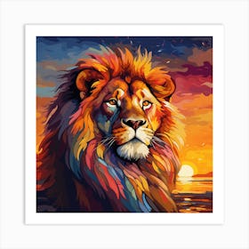 Lion At Sunset Art Print