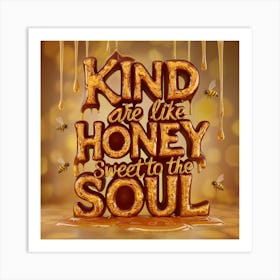 Sweet Words 3d Render Of Honey Dripped Typography With Whimsical Bees (4) Art Print