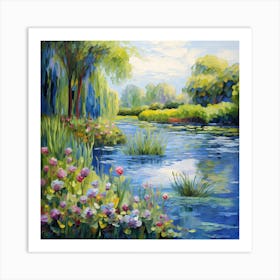 Soothing Strokes: Monet's Riverside Elegance Art Print