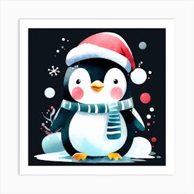 Santa Penguin Art Print