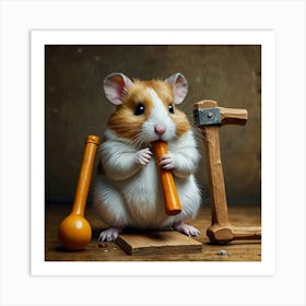 Hamster With Hammer 3 Art Print