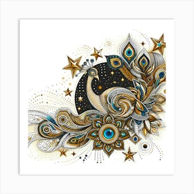 Peacock With Stars Art Print