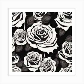 Black And White Roses 11 Art Print